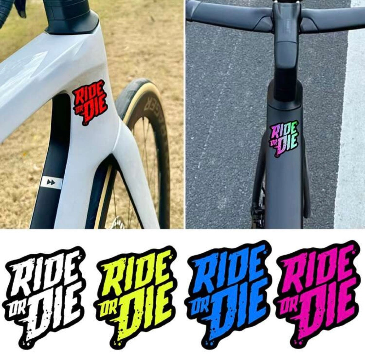 5PCS "RIDE OR DIE" Bicycle Sticker Waterproof PET, Used For Scratch Resistant And Colorful Decorative Bicycle Frame Stickers, Suitable For Road Bikes, Bicycles, Mountain Bikes, Riding Decoration Accessories, Ideal Choice For DIY Enthusiasts And Cycling En